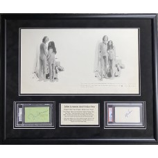 Item #0606 John Lennon & Yoko Ono Signatures + "Two Virgins” 1968 Album Cover Proof Framed Display- PSA/DNA