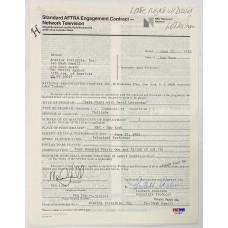 Item #0565 Mark Hamill Signed Late Night with David Letterman Contract – Return of the Jedi Promo – PSA/DNA