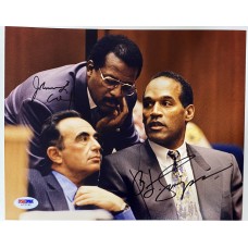 Item #0544 O.J. Simpson & Johnnie Cochran Signed 8" x 10" Courtroom Photo – PSA/DNA