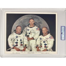 Item #0637 Apollo 11 Crew Signed 8x10 Armstrong, Aldrin, Collins NASA - PSA