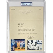 Item #0612 Babe Ruth Signed 1942 Letter - PSA Mint 9