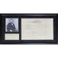 Item #0506 Abraham Lincoln Signed Framed 1864 Presidential Document - PSA/DNA SOLD