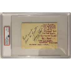 Item #0402 Hilarious Ringo Starr & Pete Best - Beatles Drummers Signed Quote - PSA Mint 9
