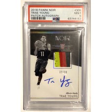 Item #0437 Trae Young 2018-19 Panini Noir Patch Auto Rookie Card Card #305 39/99 - PSA Mint 9