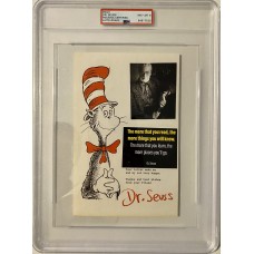 Item #0387 Dr. Seuss Signed Thank You Note - Auto Grade 8 - PSA