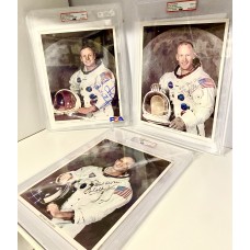Item #0301 - Apollo 11 Rare Uninscribed Crew Signed Photos: Neil Armstrong, Buzz Aldrin, Michael Collins - PSA/DNA
