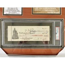 Item #0286 1925 Orville Wright Signed Check – PSA 8 – Framed 17” x 18”