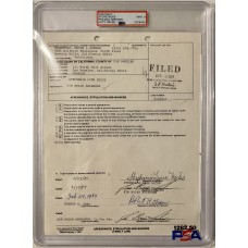 Item #0383 Stevie Nicks Signed Divorce Court Document - Auto Grade Mint 9 - PSA/DNA SOLD