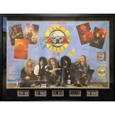 Item #0296 Vintage Guns N’ Roses Signed Print – Appetite for Destruction Era Lineup! JSA LOA