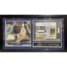 Item #0417 Star Wars Signed Laserdisc & Items Framed Display - Hamill, Ford, Fisher, Lucas & More! - PSA