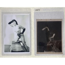 Item #0460 Original Bettie Page UNPUBLISHED Topless 4" x 5" Photo Negative 1952 - Cass Carr Camera Club
