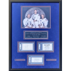 Item #0487 Apollo 11 Signed Display - Armstrong, Aldrin & Collins Autographs - PSA/DNA Encapsulated
