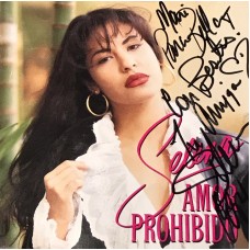 Item #0255 - Selena Quintanilla -  Signed 1994 "Amor Prohibido" CD Cover -  PSA/DNA