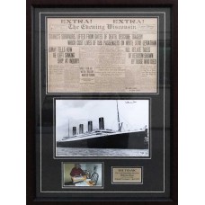 Item # 0208 - Titanic Signed Original Piece with 1912 Newspaper - PSA